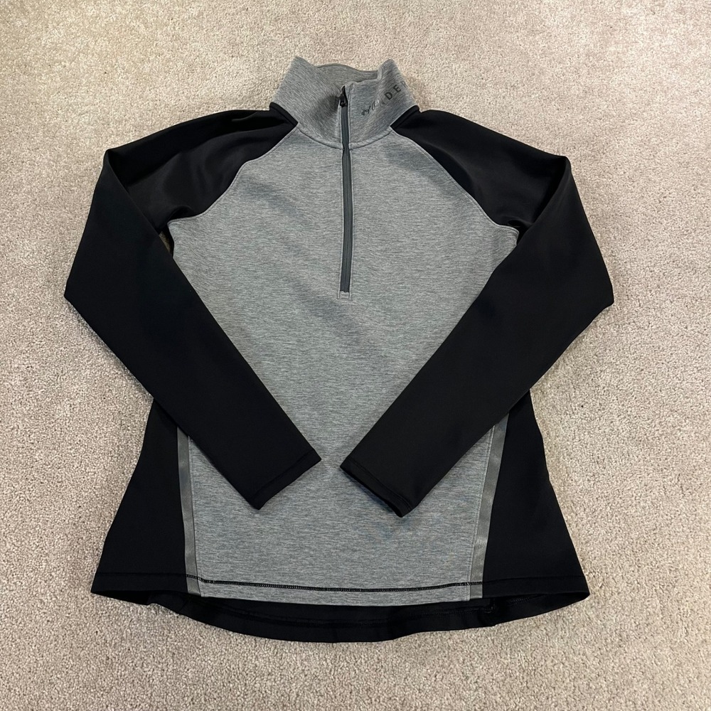 Under‎ Armour ColdGear Pullover Womens Small Gray Black 1/4 Zip Fitted Athletic